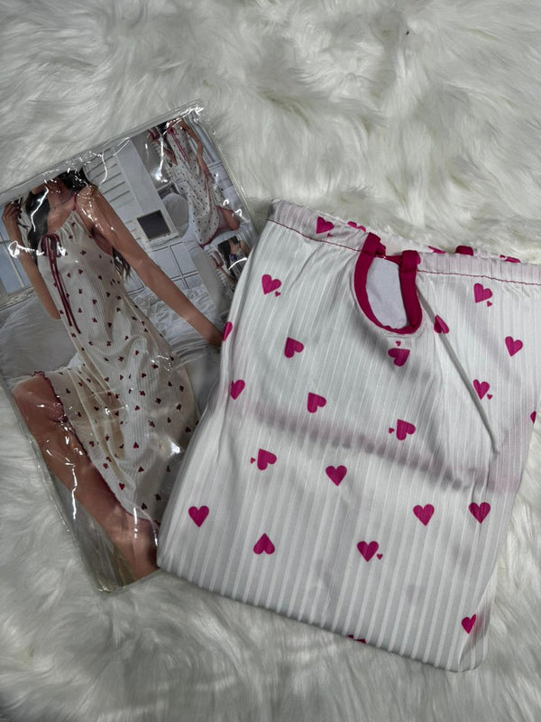 Midnight Hearts Ribbed Nightdress
