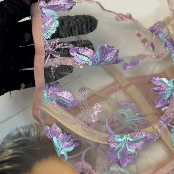 Net Embroidered Corset Set