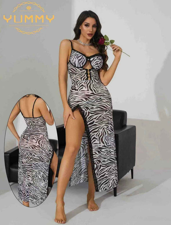 White Black Tiger Print Long Dress