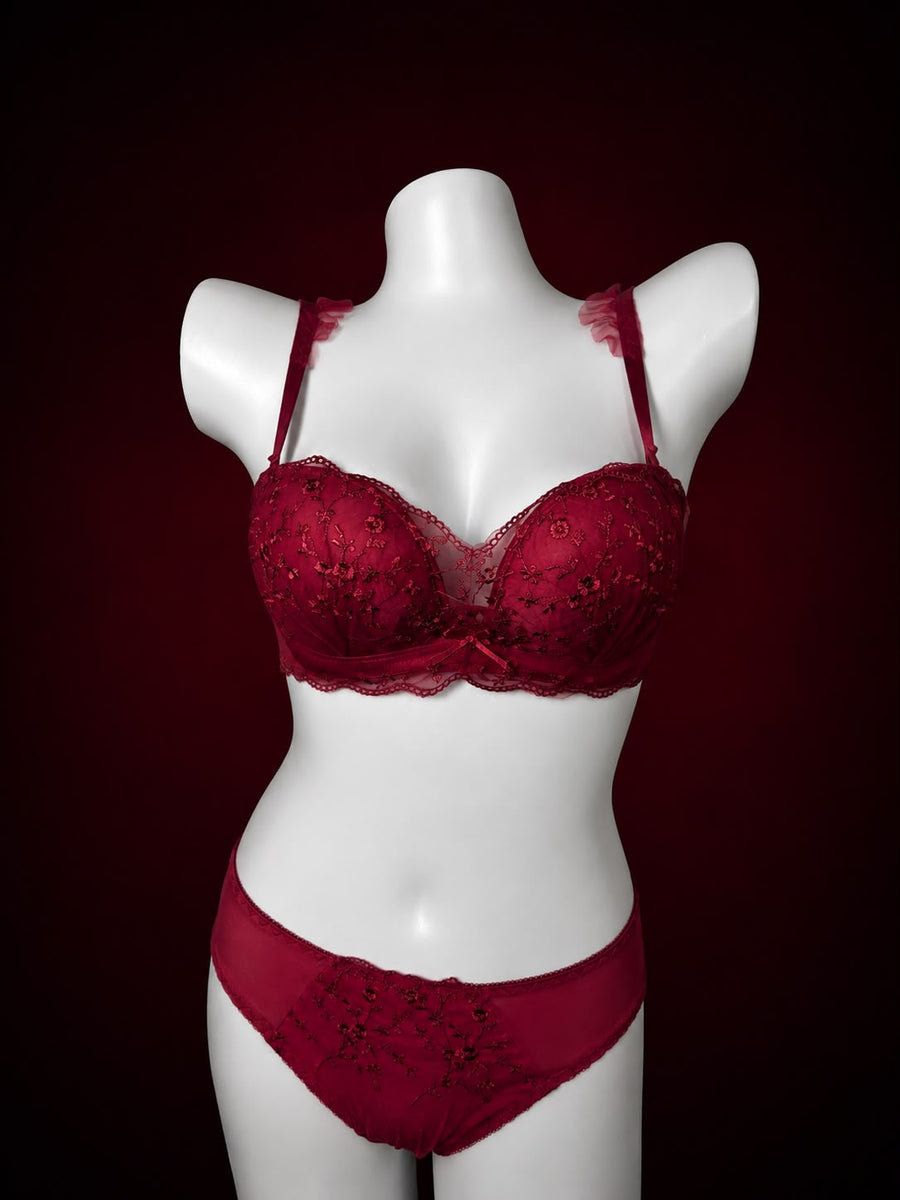 Crimson Bloom Lace Lingerie Set