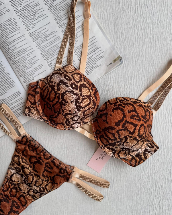 Golden Snake Print VS Bra Set Imported